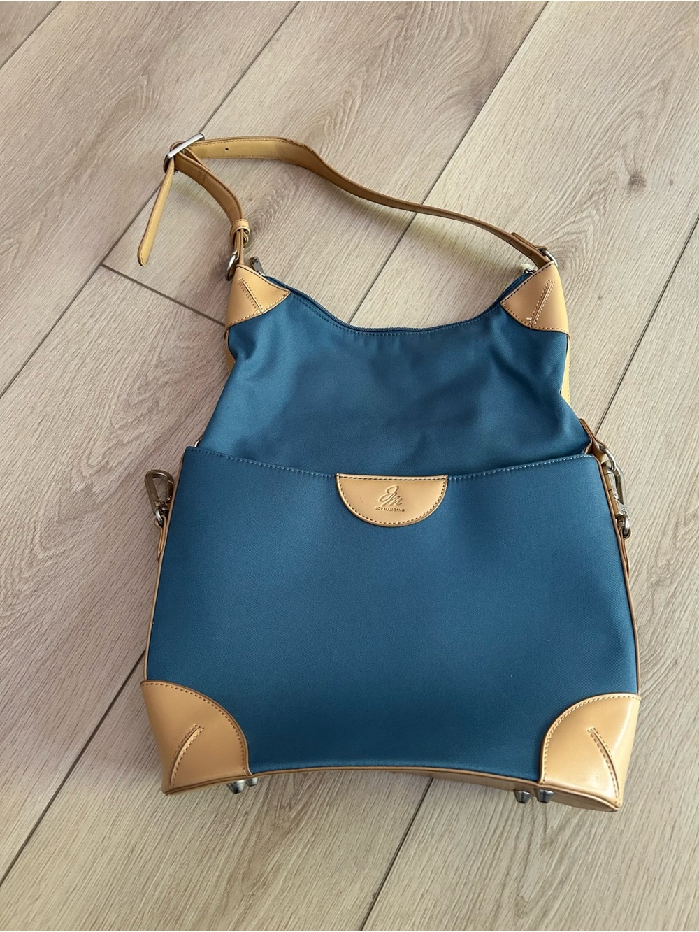 Joy Mangano Teal Shoulder Bag with Tan Accents